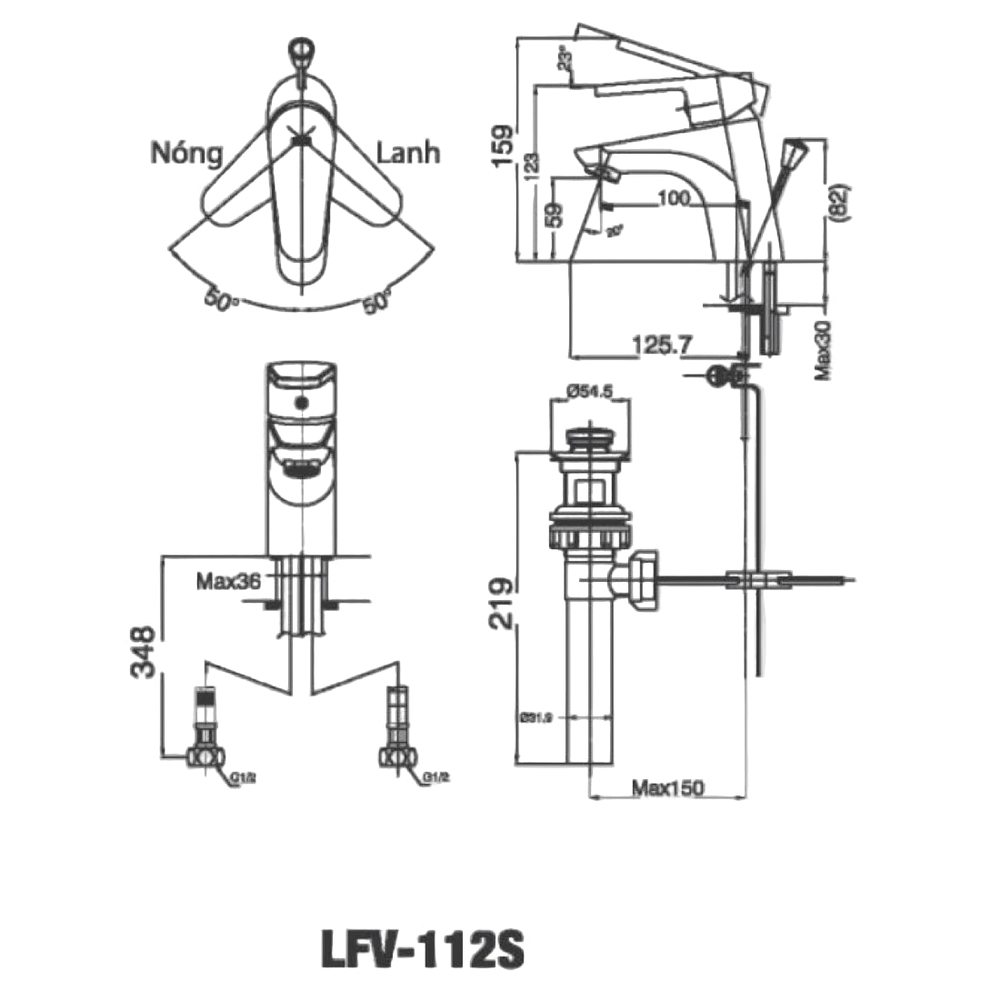 Vòi Chậu Lavabo Inax LFV-112S (LFV112S) Nóng Lạnh