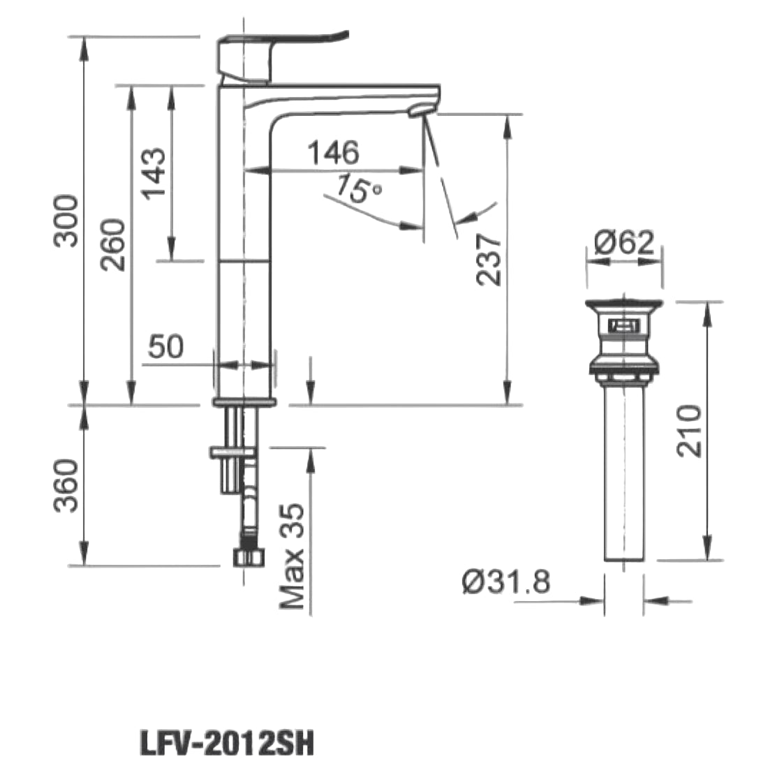 Vòi Lavabo Inax LFV-2012SH (LFV2012SH) Đặt Bàn Cổ Cao