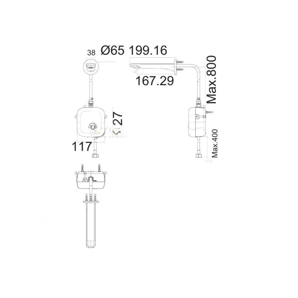 Vòi Lavabo American Standard 1130410000 Cảm Ứng AccuStream Gắn Tường Size M