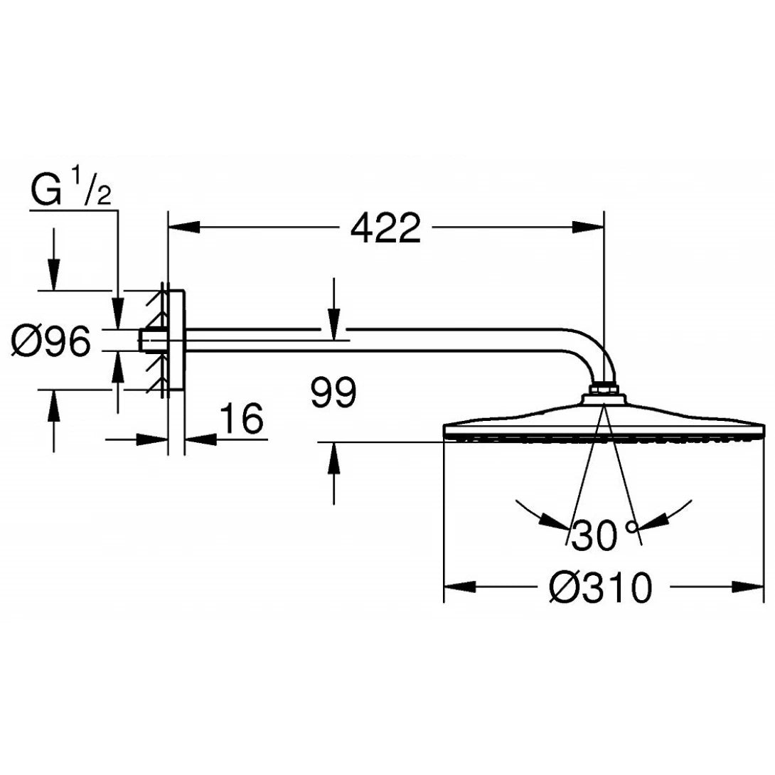 Bát Sen Grohe Rainshower Cosmopolitan 310 Gắn Tường 26557000