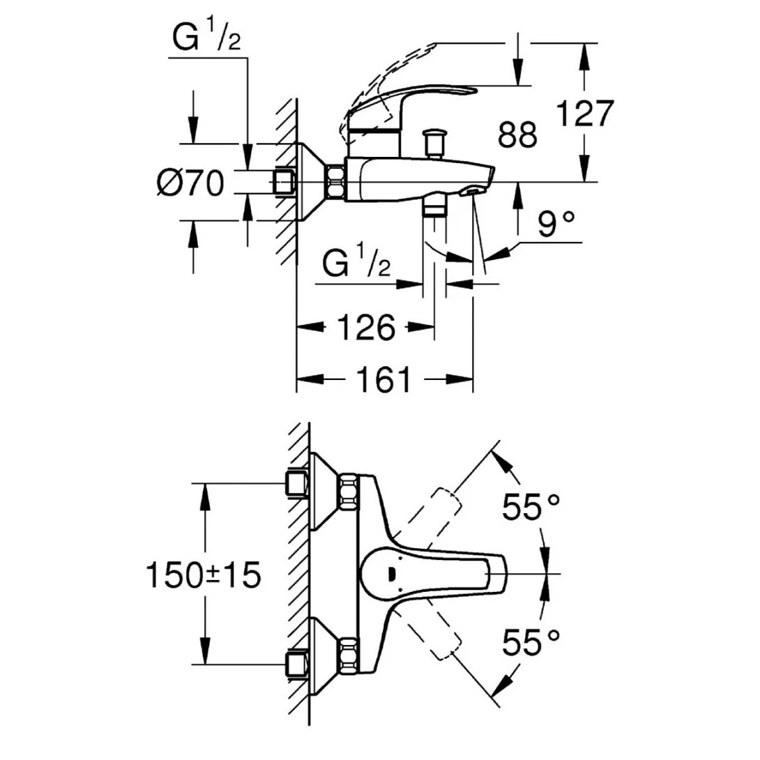 Bộ Trộn Sen/Bồn Tắm Eurosmart Grohe 33300002 nóng lạnh
