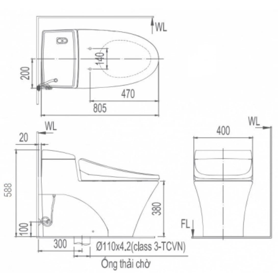 Bồn Cầu Nắp Điện Tử INAX AC-1008R/CW-H20VN
