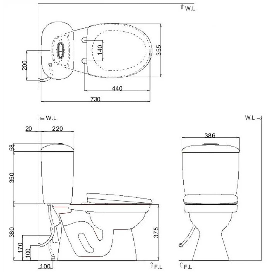 Bàn Cầu INAX C-306VPTN (C306VPTN) 2 Khối Nắp Êm Thoát Ngang