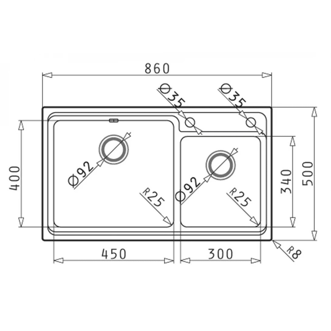 Chậu Rửa Pyramis HMH.107149230 STUDIO (86X50) 2B - Bếp Việt Pro