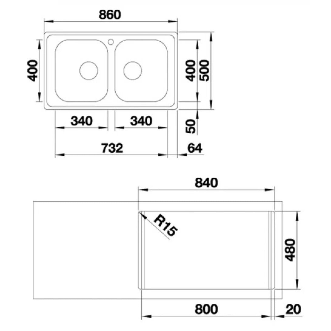 Bồn Rửa Chén Blanco - DINAS 8 570.27.219 Hai Hộc Inox 304 - Bếp Việt Pro