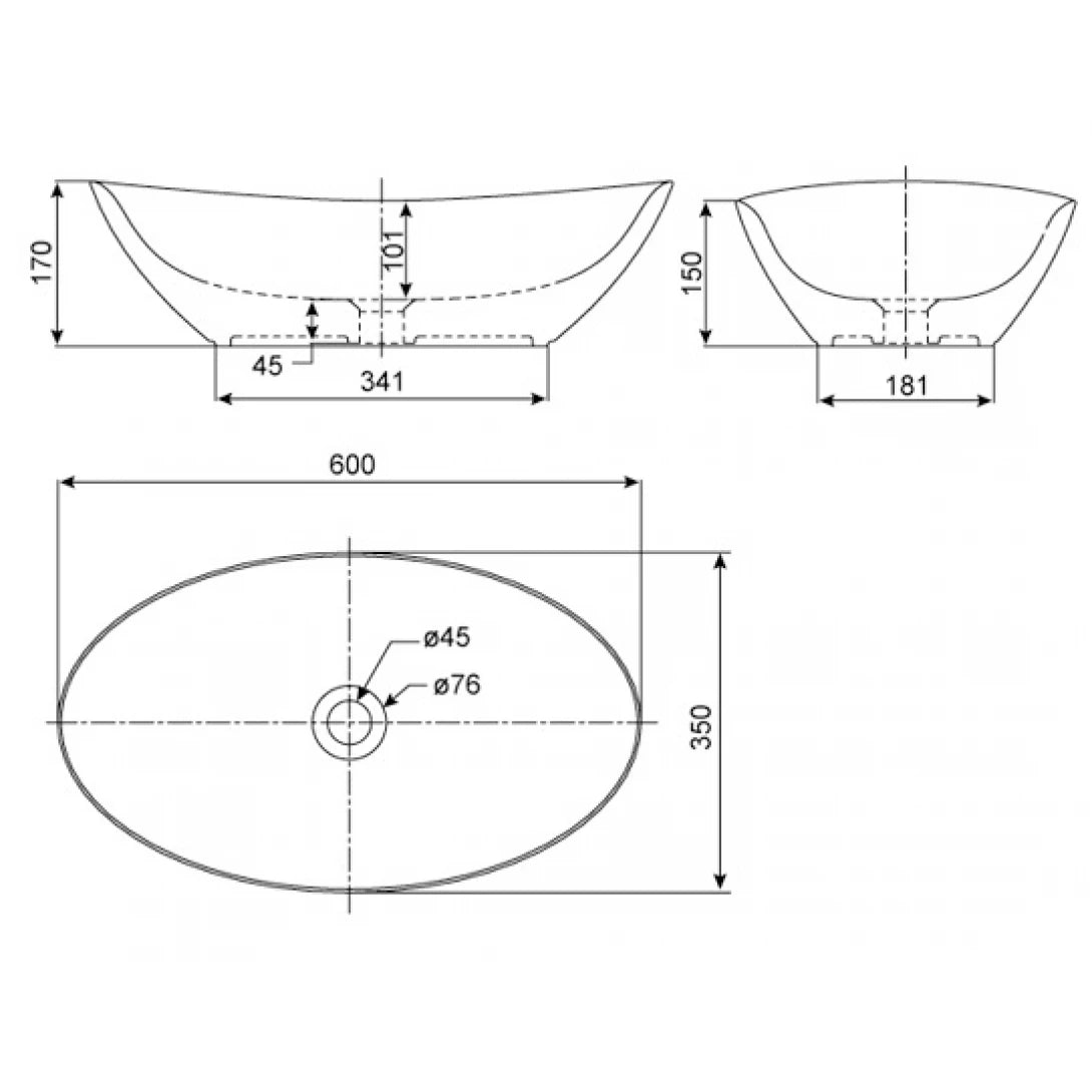 Chậu Rửa Đặt Bàn American Standard Oval WP-F608 (WPF608) Oval