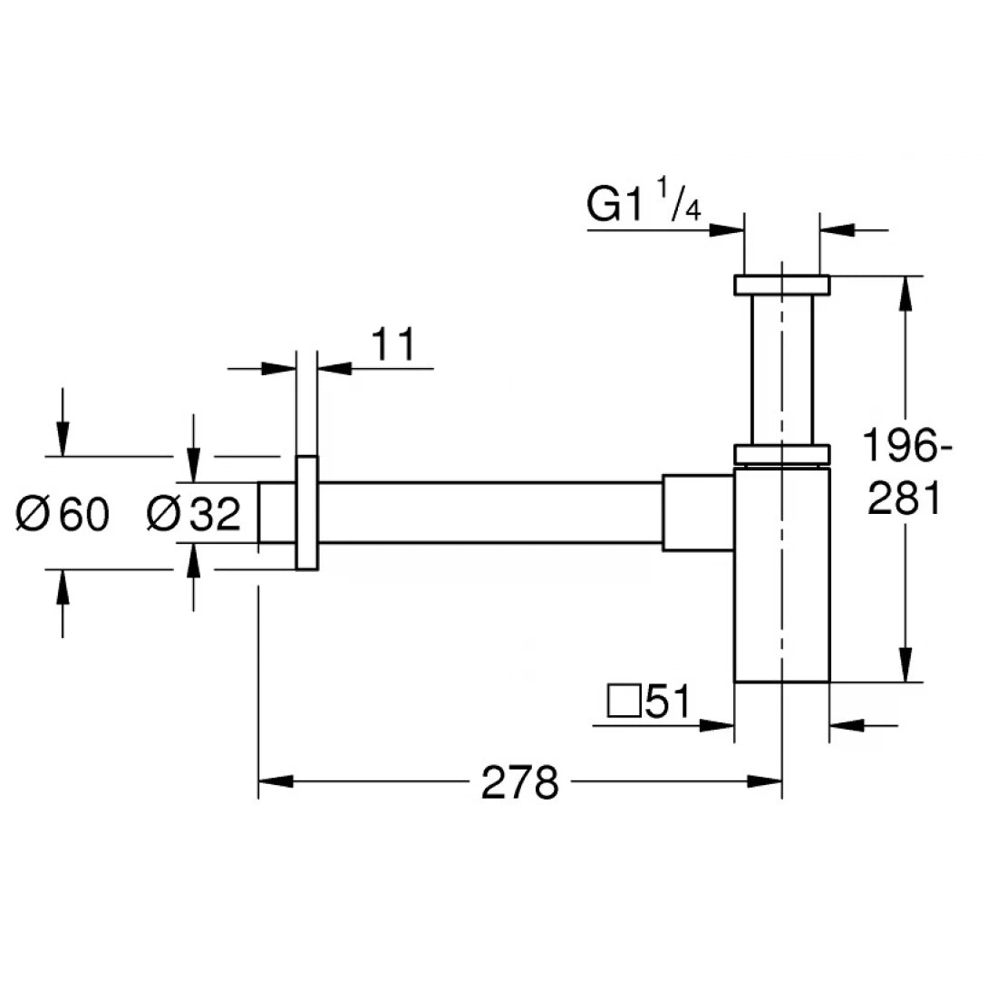 Co P Grohe 40564000 Thoát Nước Lavabo 278mm