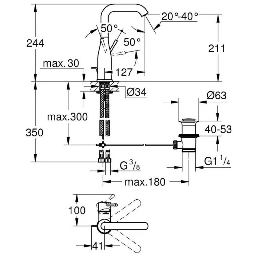 Vòi Chậu Grohe Essence New L-Size 32628001 Nóng Lạnh