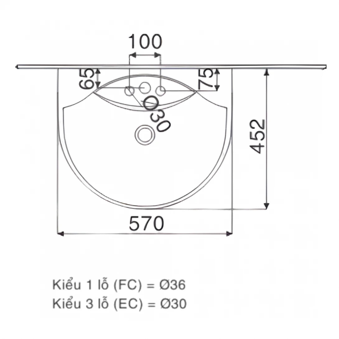 Chậu Rửa Lavabo Inax L-288V (L288V) Treo Tường 570x452 mm