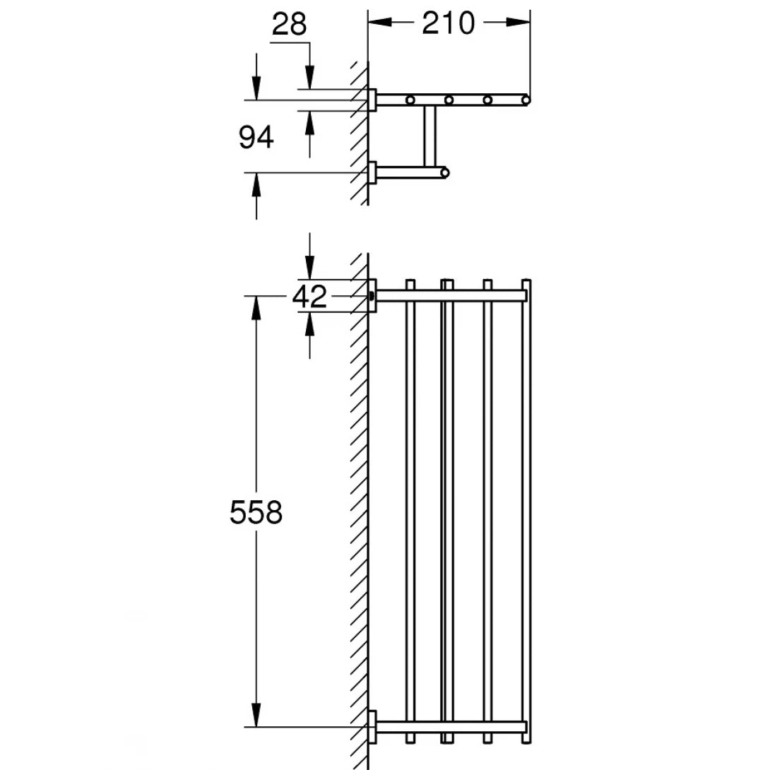 Kệ Khăn Grohe 40512001 Essentials Cube Multi 2 Tầng 558mm