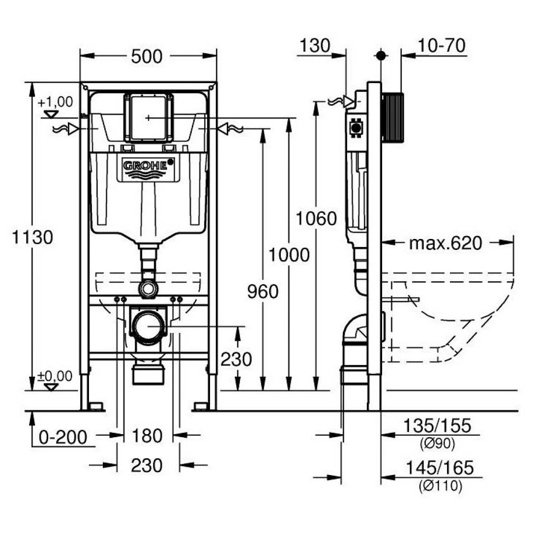 Két Nước Âm Tường Grohe 38528001 Gắn Bồn Cầu Treo