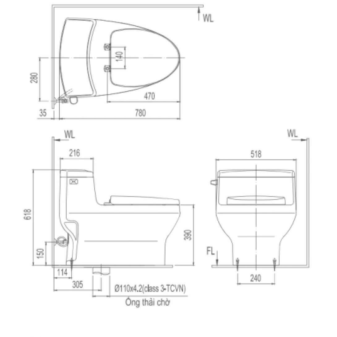 Bồn Cầu Nắp Điện Tử INAX AC-4005/CW-KB22AVN