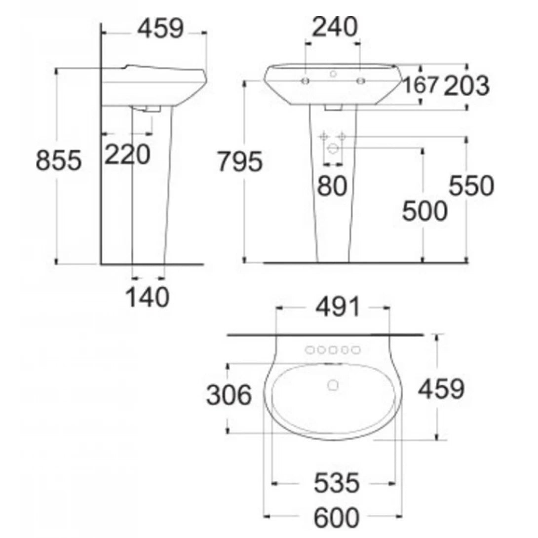 Chậu Lavabo Chân Dài Treo Tường American Standard La Vita WP-F511/F711