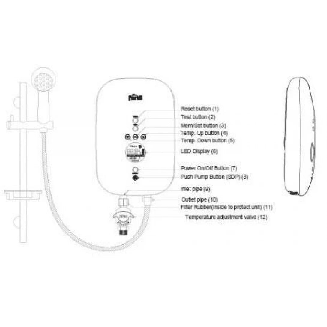Máy Nước Nóng Ferroli DIVO SDP 4.5S Trực Tiếp Có Bơm 4500W (Bơm + Màn Hình)