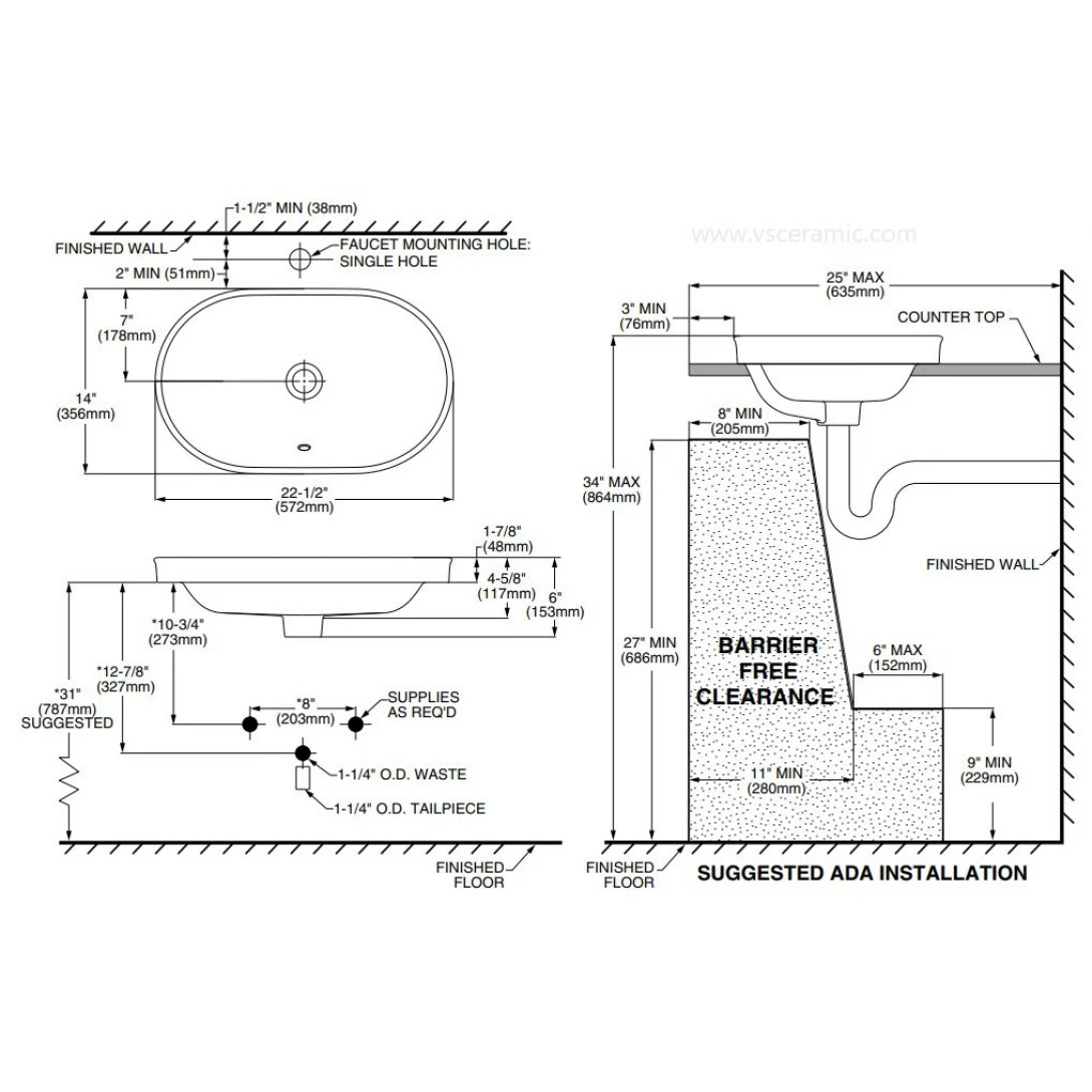 Chậu Lavabo American Standard WP-0310 (WP0310) Studio S Đặt Bàn
