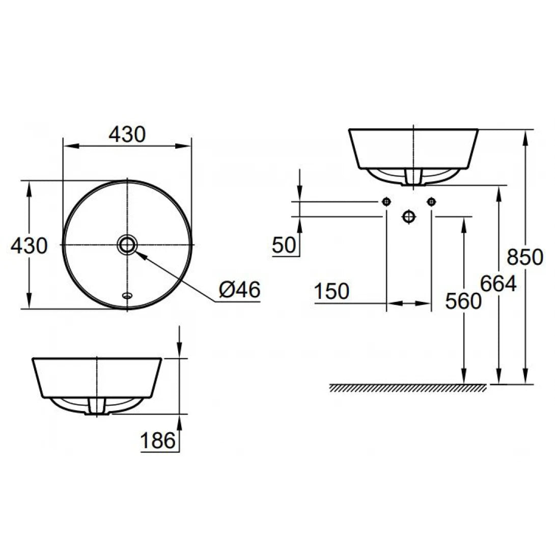 Lavabo Grohe 100987SH00 Eurocosmo Vessel Round Đặt Bàn 430mm