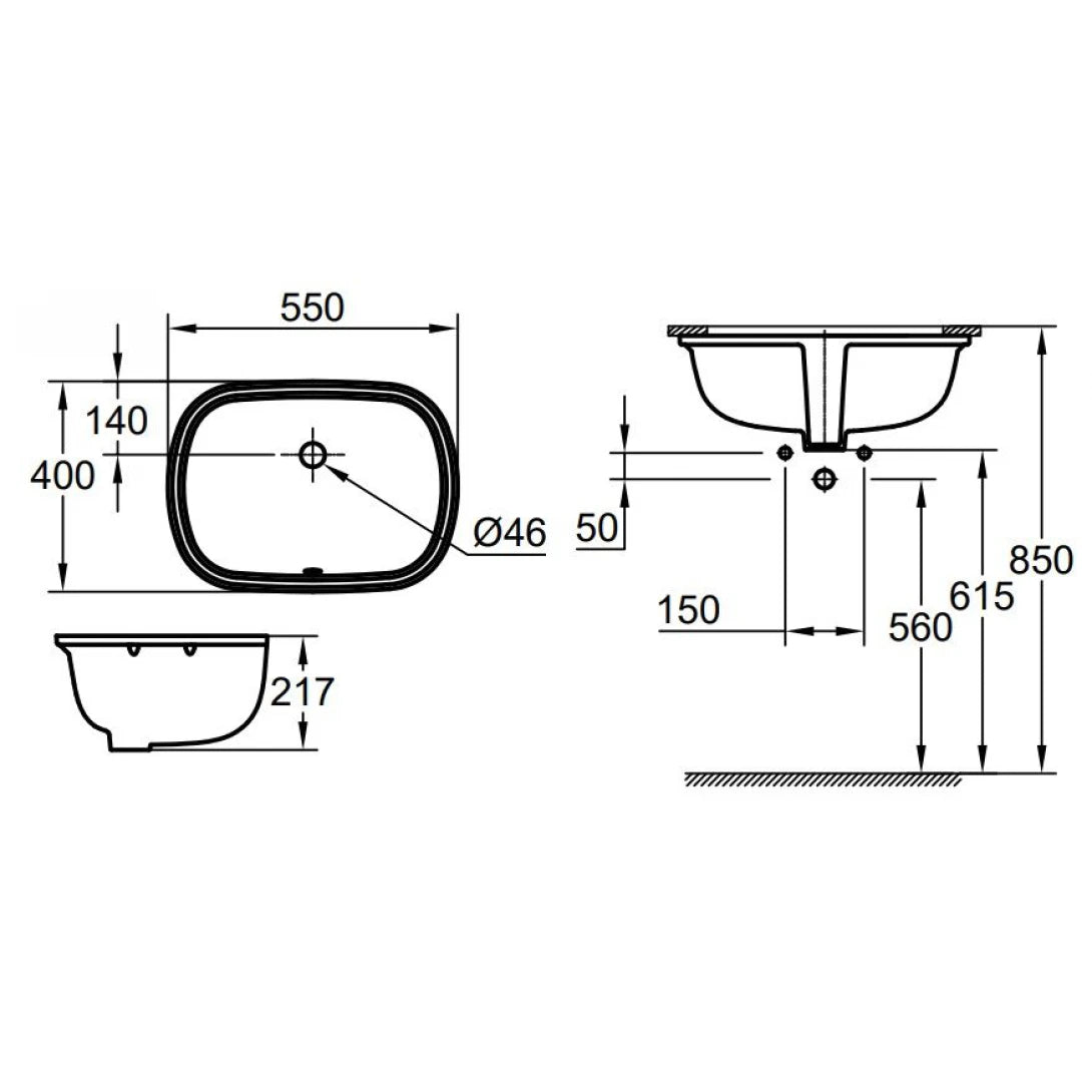 Chậu Rửa Mặt Lavabo Grohe 101022SH00 Eurosmart Oval Âm Bàn 550x400 mm
