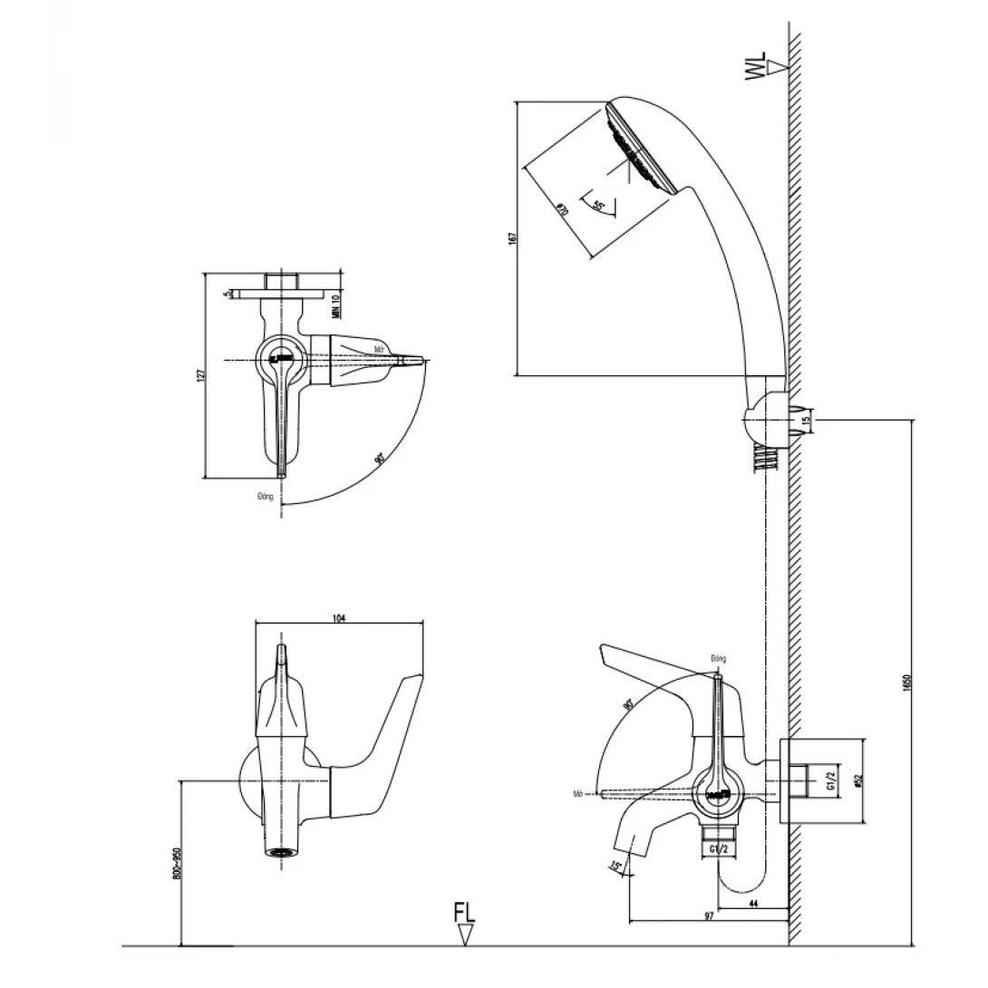 Vòi Sen Tắm Lạnh INAX BFV-17-4C – Tay Sen Mạ Cr/Ni, Công Nghệ Nhật Bản