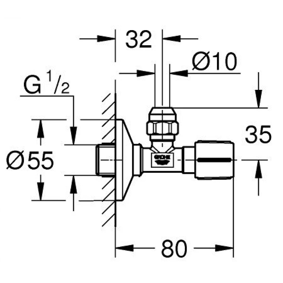 Van Khóa Góc Grohe 22037000 1 Đường Nước