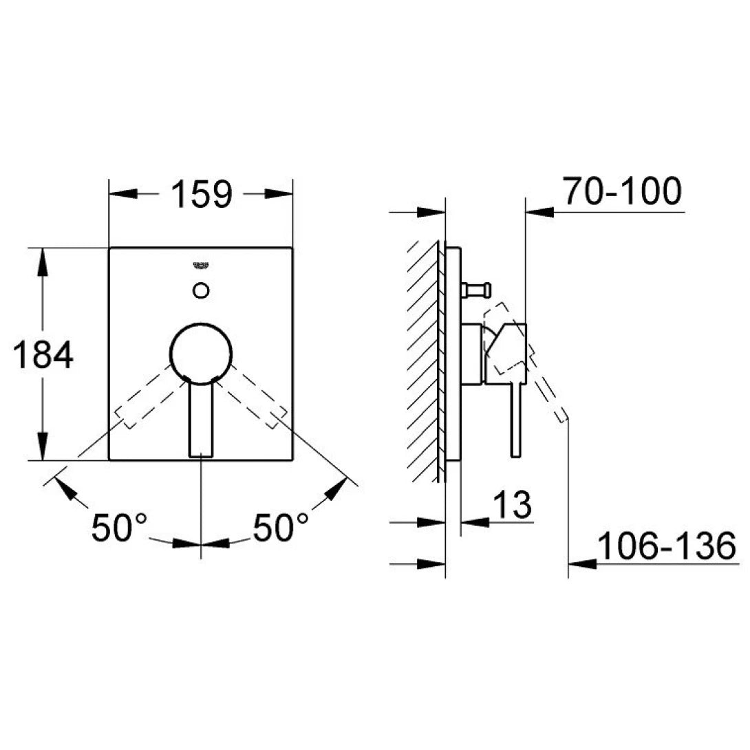 Van Trộn Grohe 19315000 Allure Nóng Lạnh Âm Tường