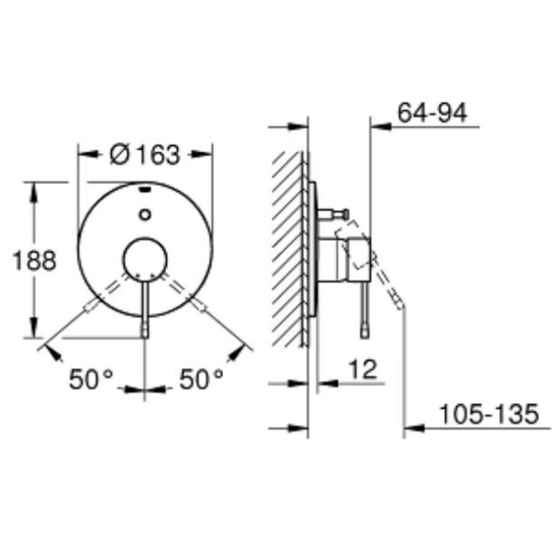 Mặt Bộ Trộn Grohe Essence 19285GL1 Gắn Tường Nóng Lạnh Màu Vàng