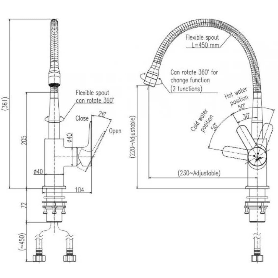 Vòi Rửa Chén Nóng Lạnh INAX SFV-303S – Bền Bỉ, Sang Trọng, Công Nghệ Nhật Bản