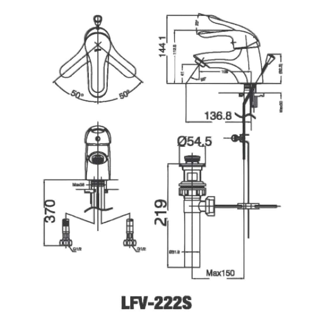 Vòi Chậu Lavabo Inax LFV-222S (LFV222S) Nóng Lạnh