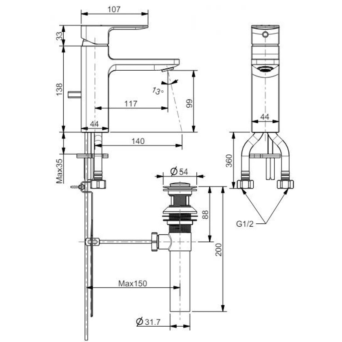 Vòi Lavabo American Standard WF-1301WS (WF1301) Nóng Lạnh Vàng Hồng