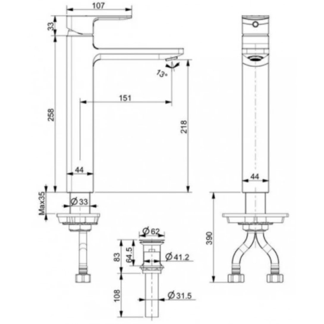 Vòi Lavabo American Standard WF-1302CS Nóng Lạnh Thân Cao Màu Vàng Acacia Evolution