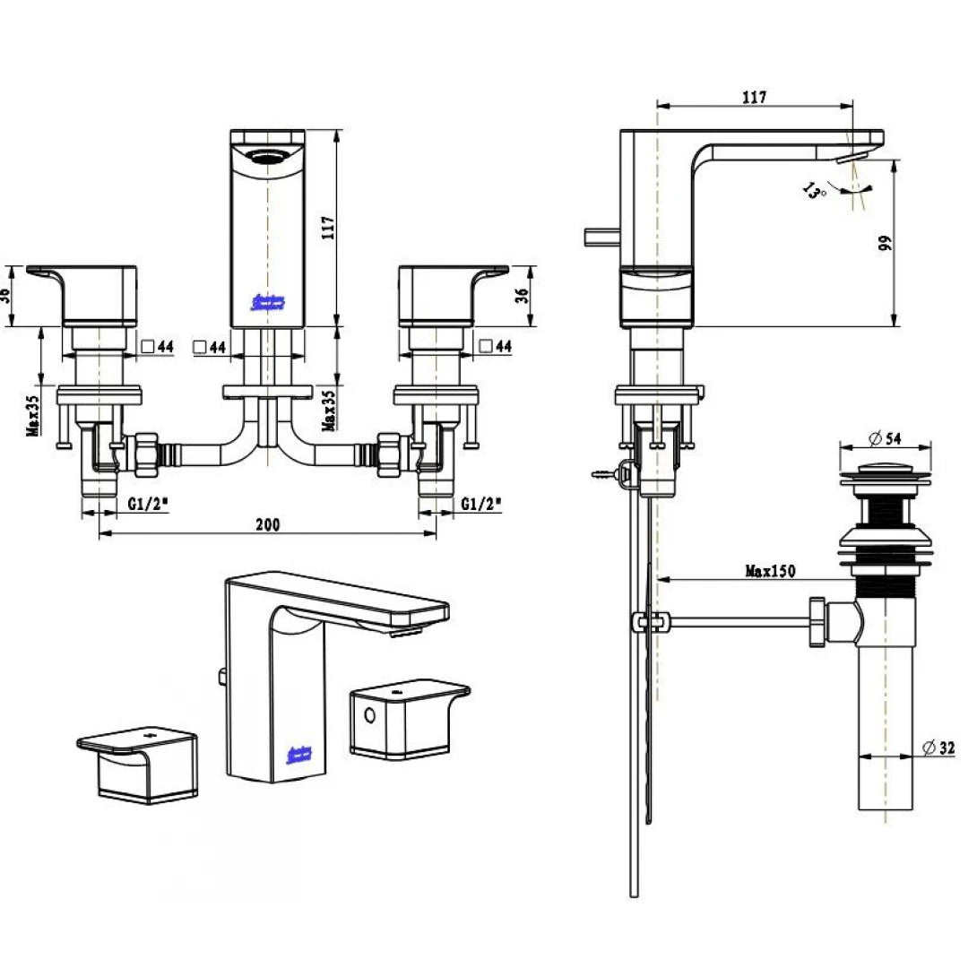 Vòi Lavabo American Standard WF-1303WS (WF1303WS) Nóng Lạnh Vàng Hồng