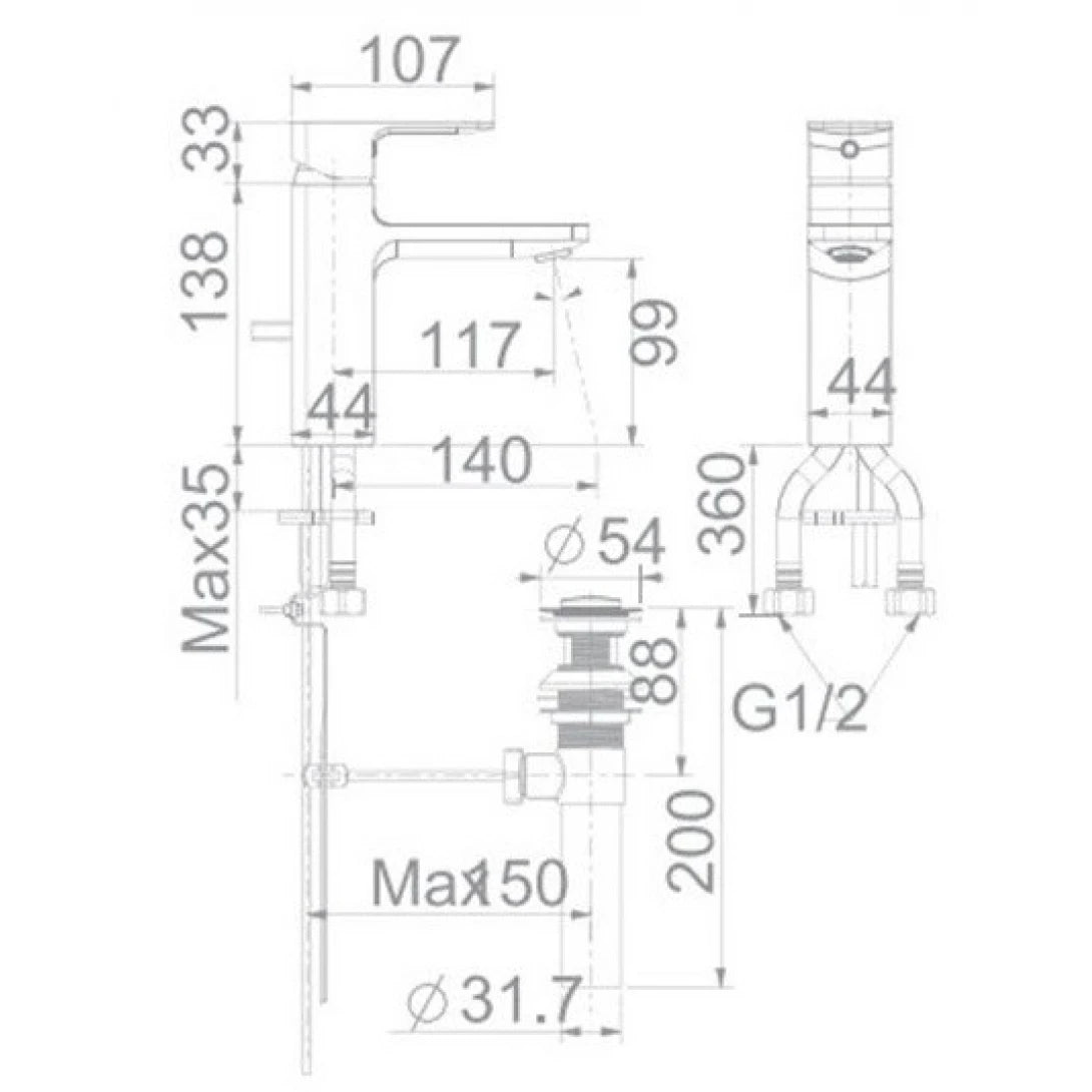 Vòi Lavabo American Standard WF-1301CS (WF1301CS) Nóng Lạnh Màu Vàng