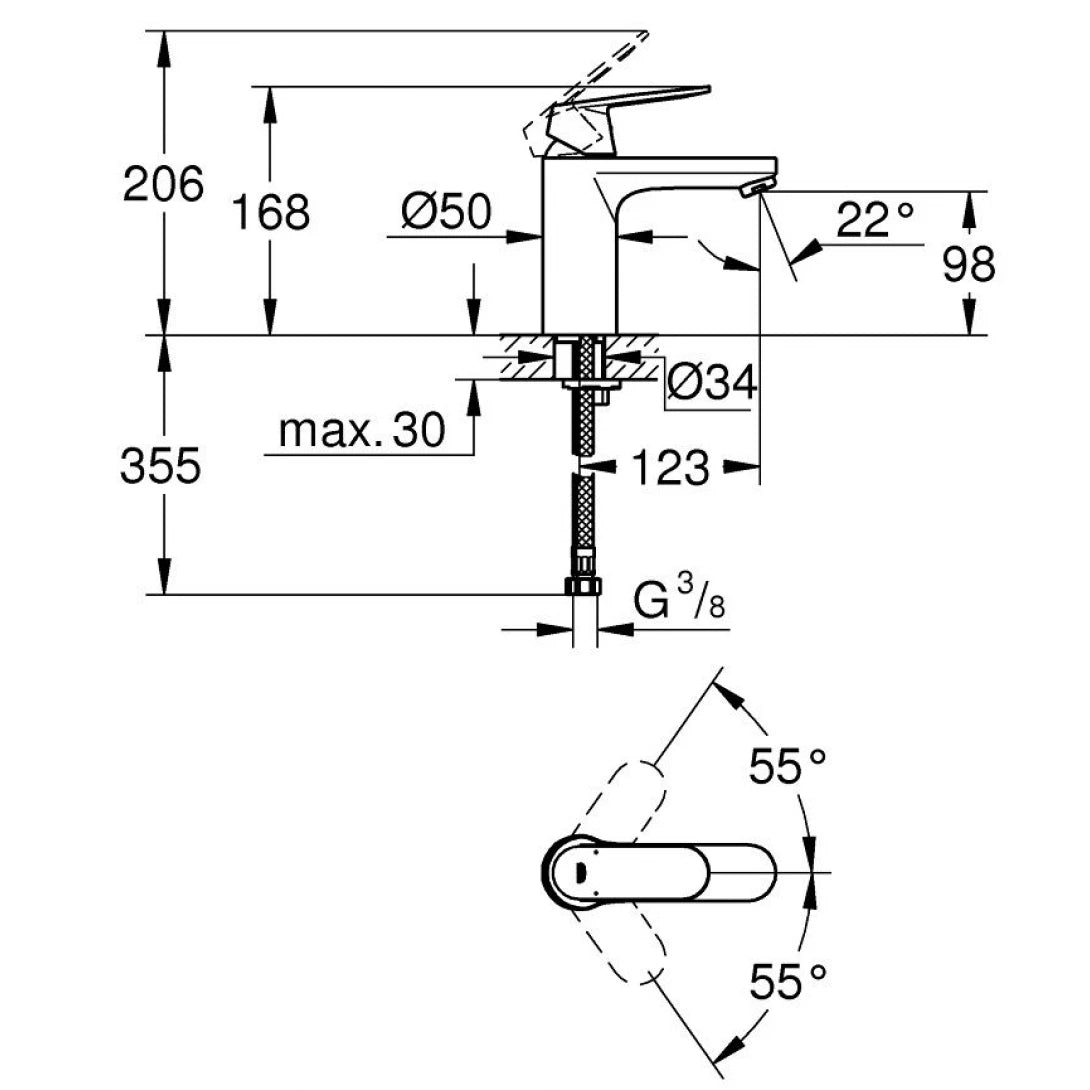 Vòi Chậu Grohe Eurosmart Cosmopolitan 23327000 Nóng Lạnh Size M