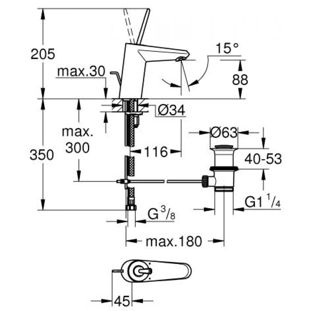 Vòi Chậu Grohe EUD Joystick OHM 23427000 Nóng Lạnh