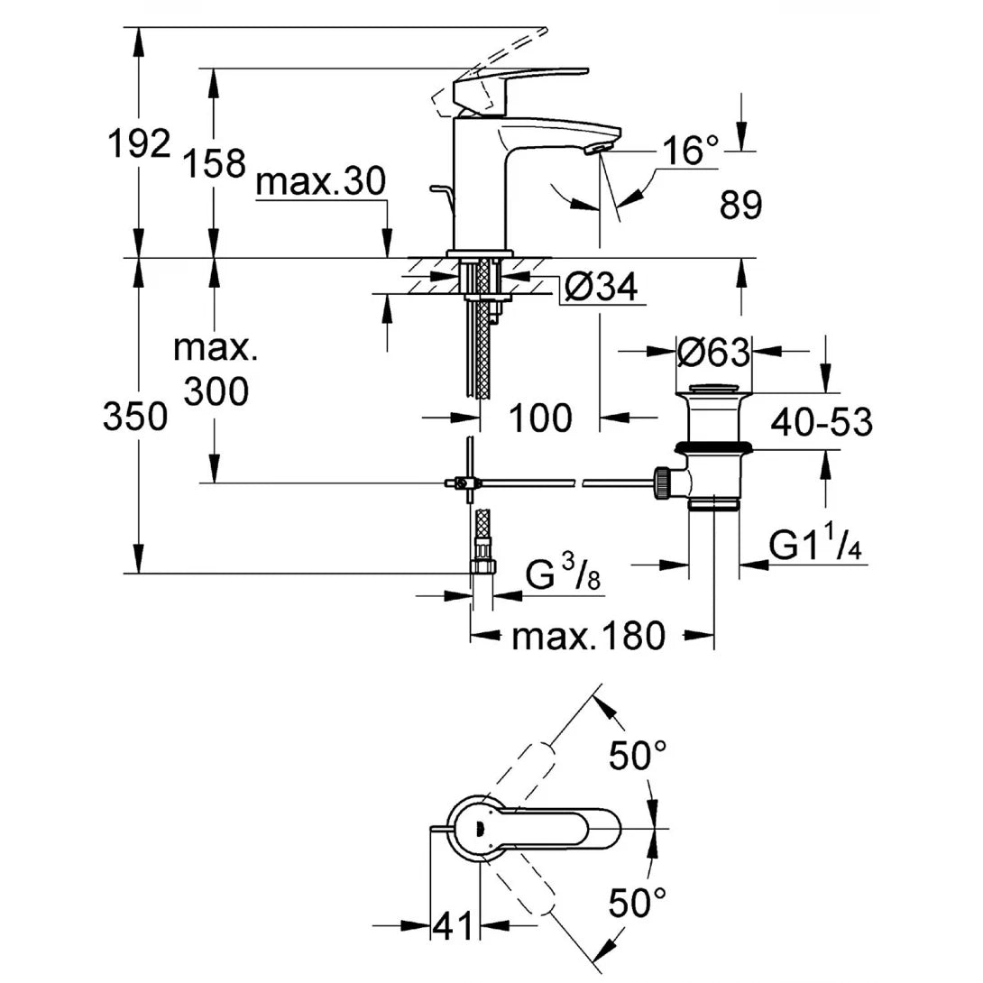 Vòi Chậu Grohe Eurostyle Cosmo S-Size 23037002 Nóng Lạnh