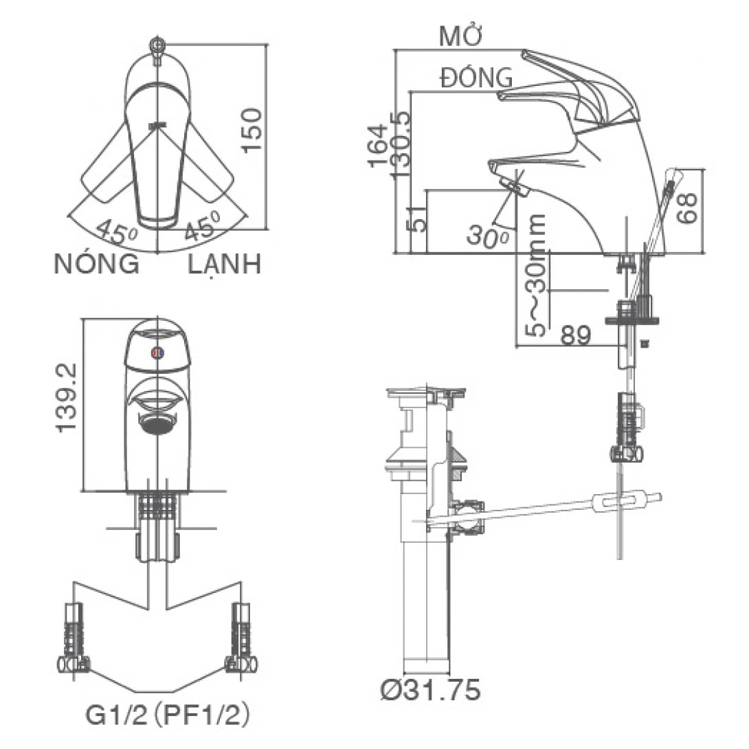 Vòi Chậu Nóng Lạnh Inax LFV-3002S (LFV3002S) Lavabo