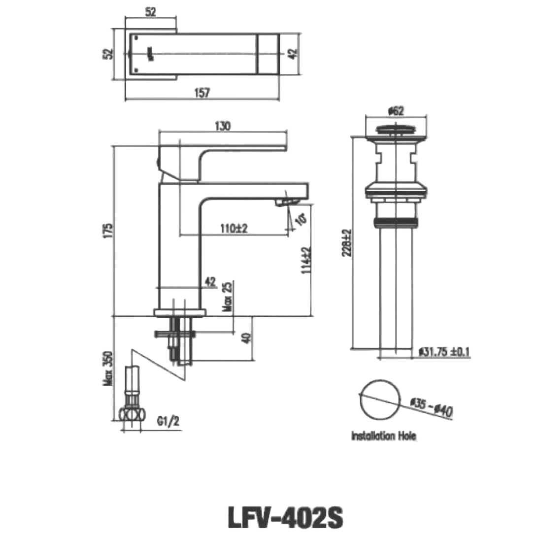 Vòi Chậu Lavabo Inax LFV-402S (LFV402S) Nóng Lạnh