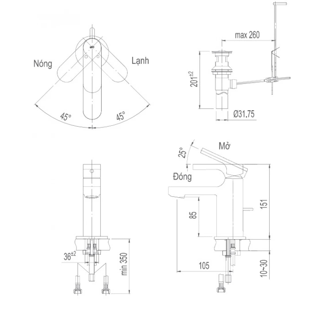Vòi Lavabo Inax LFV-6002S (LFV6002S) Nóng Lạnh Gật Gù