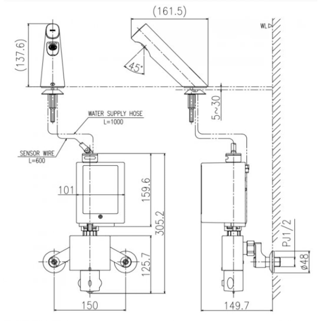 Vòi Cảm Ứng Inax AMV-300K (AMV300K) Nóng Lạnh Dùng Pin