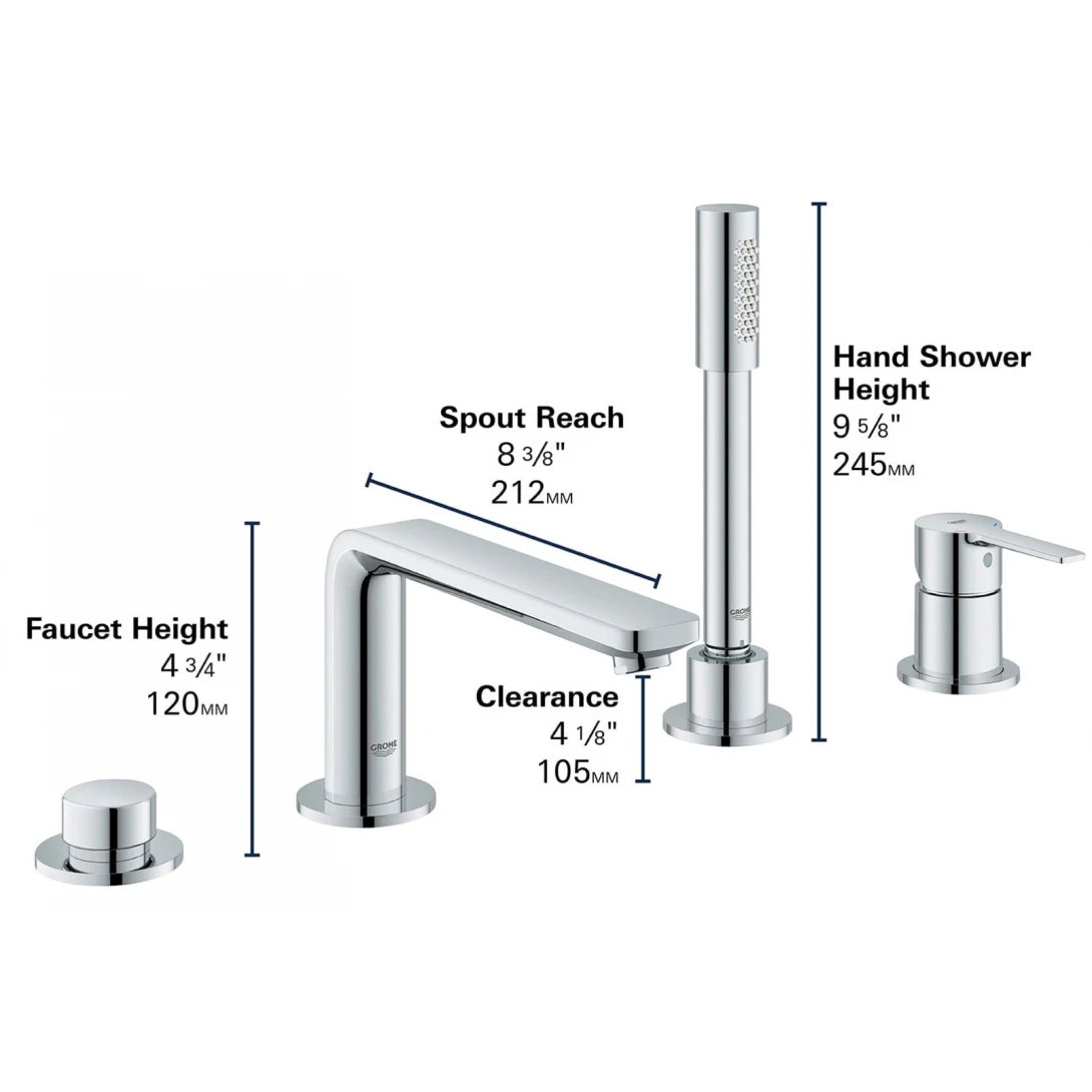 Vòi Bồn Tắm Lineare OHM Grohe 19577001 4 Lỗ