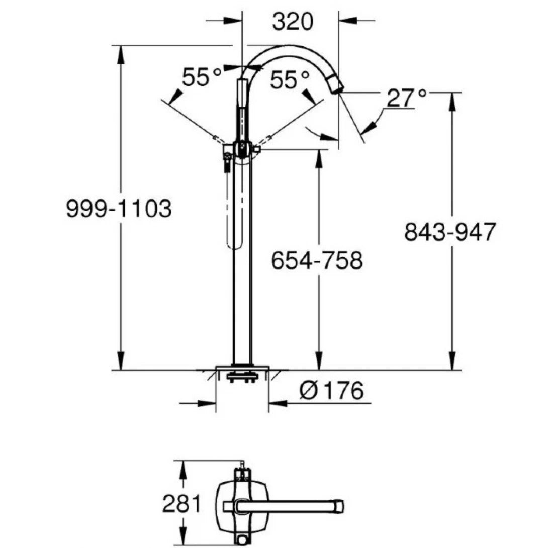 Vòi Bồn Tắm Grohe 23318IG0 + 29086000 Đặt Sàn Grandera
