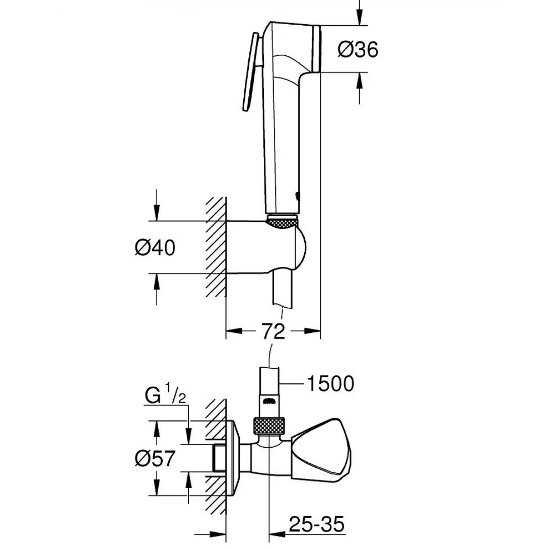 Vòi Xịt Tolet Grohe 26357000 Kèm Van Khóa - Tempesta Trigger Spray