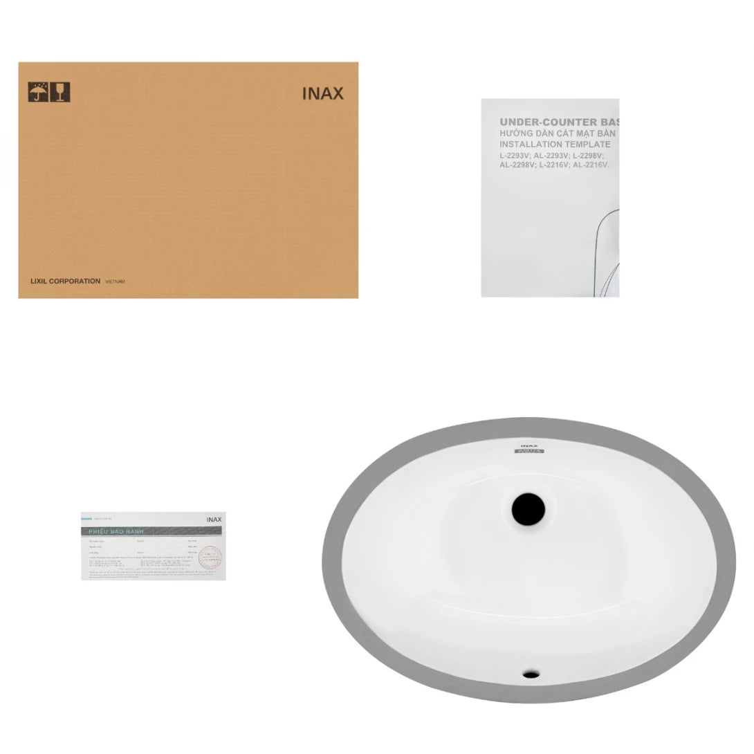 Chậu Rửa Lavabo Inax AL-2216V (AL2216V) Âm Bàn AquaCeramic