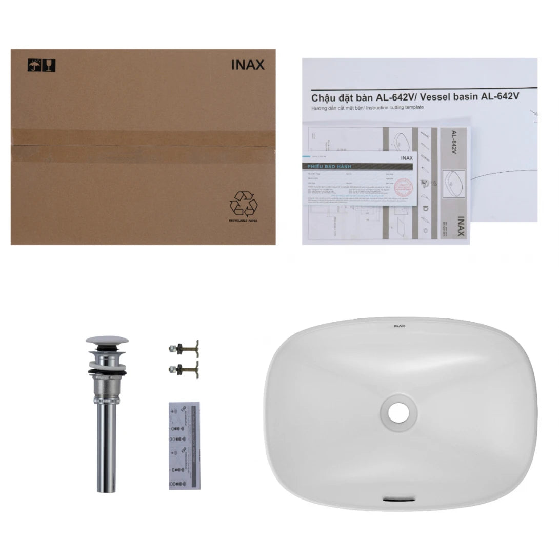 Chậu Rửa Lavabo Inax AL-642V (AL642V) Đặt Bàn AquaCeramic