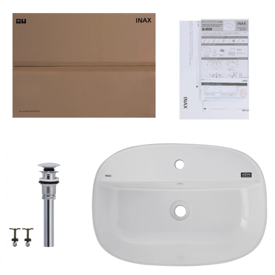 Chậu Rửa Lavabo Inax AL-652V (AL652V) Đặt Bàn AquaCeramic