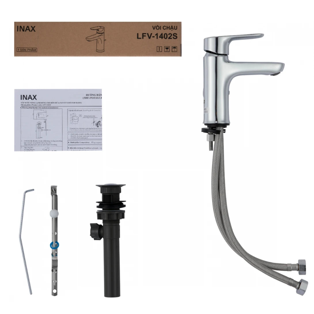Vòi Chậu Lavabo Inax LFV-1402S (LFV1402S) Nóng Lạnh Trụ Xả Ty