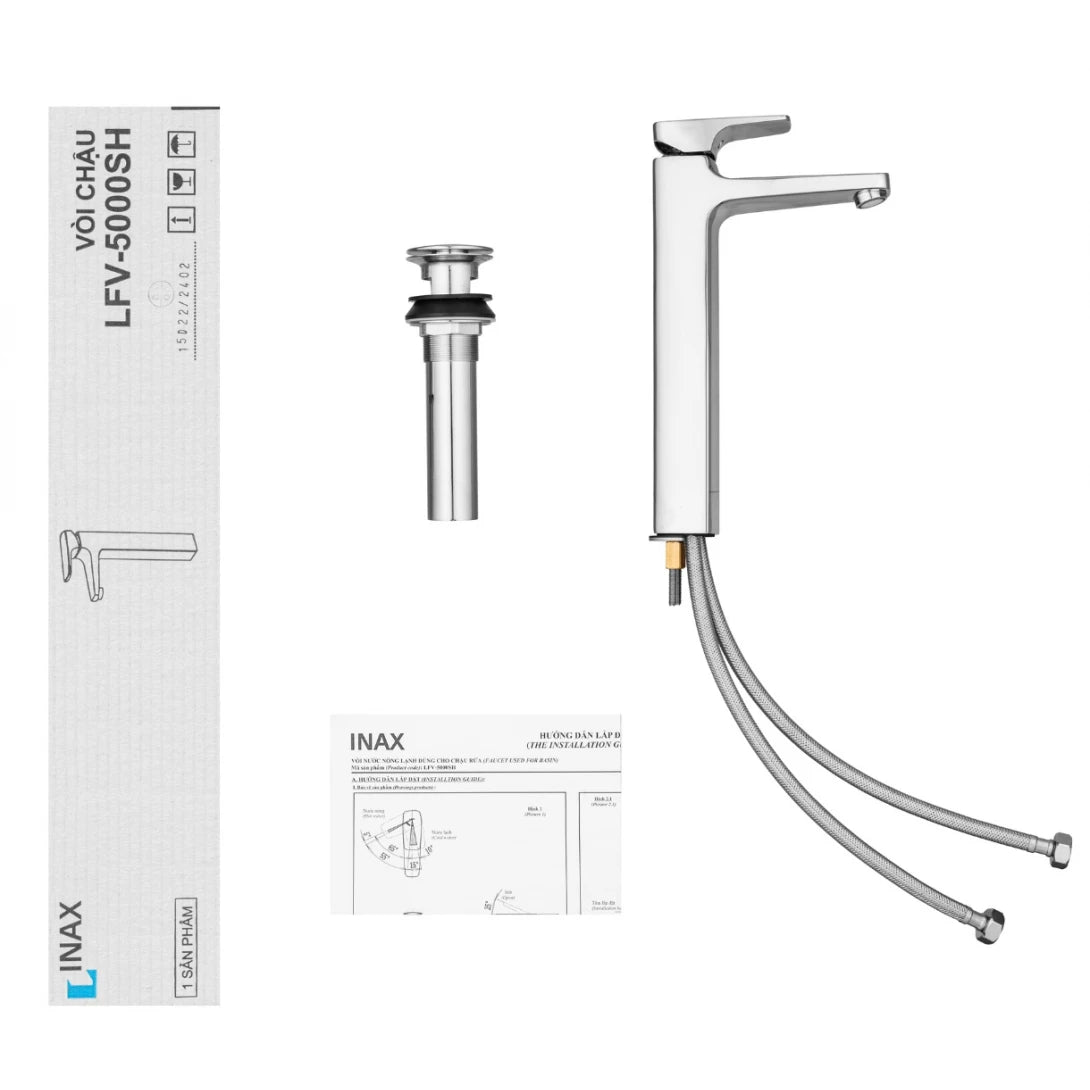 Vòi Lavabo Để Bàn Inax LFV-5000SH (LFV5000SH) Cổ Cao Nóng Lạnh