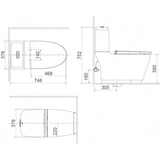 Bồn Cầu INAX ACT-832/CW-KB22AVN Nắp Điện Tử Xả Cảm Ứng