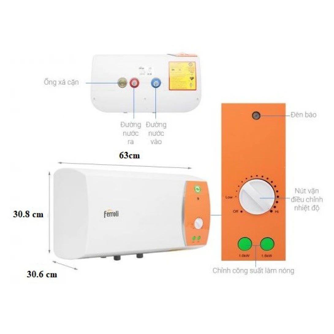 Máy Nước Nóng Ferroli Verdi Te 20L Gián Tiếp 3 Công Suất