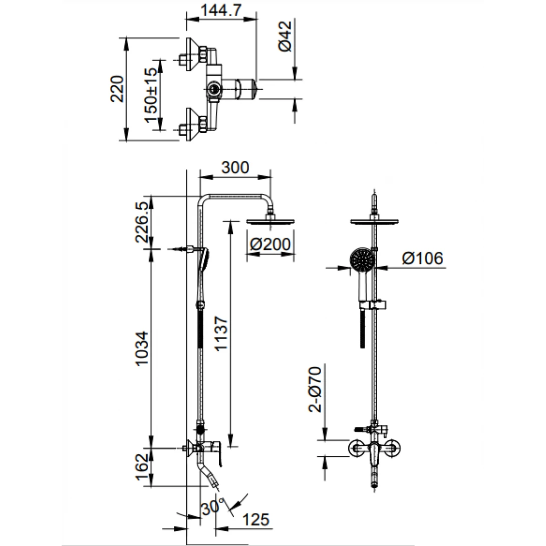 Vòi Sen Tắm Cây Inax BFV-2015S (BFV2015S) Nóng Lạnh