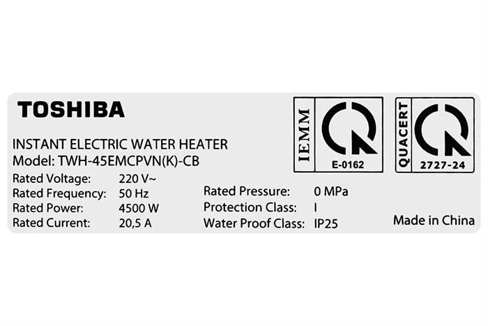 Máy Nước Nóng Trực Tiếp Toshiba 4500W TWH-45EMCPVN(K)-CB